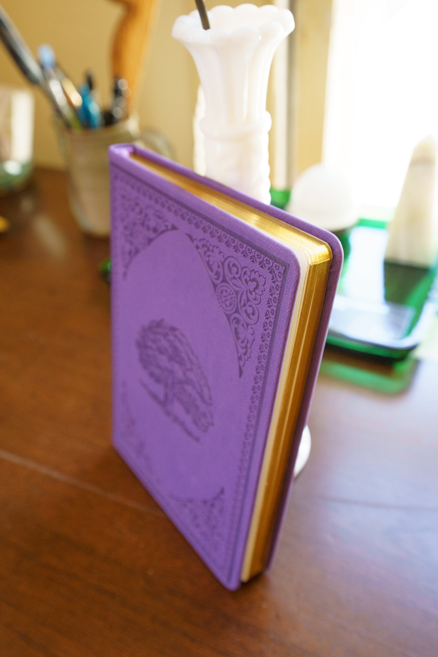Purple Leather B6 Journal - Gold Edges